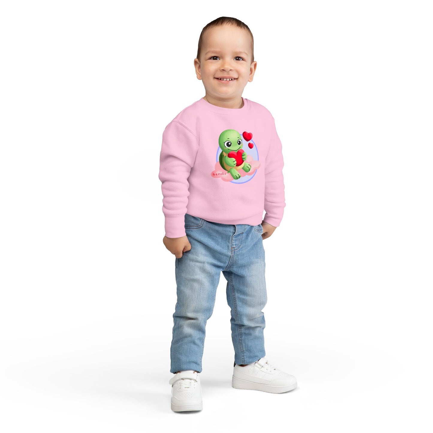 Toddler Sweatshirt  - Cute Turtle Valentine's Day Design