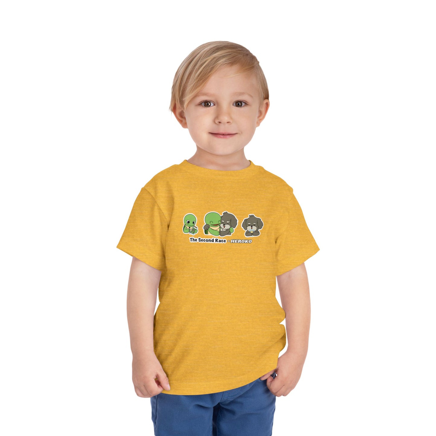 Toddler Tee — Cute Turtle and Dog Character Trio "The Second Race"