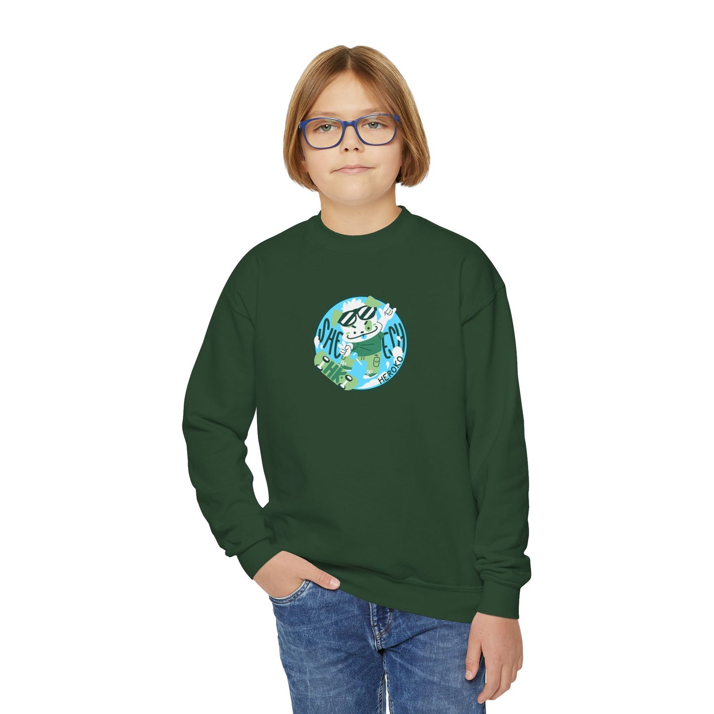 Youth SKATEBOARDING DOG Crewneck Sweatshirt