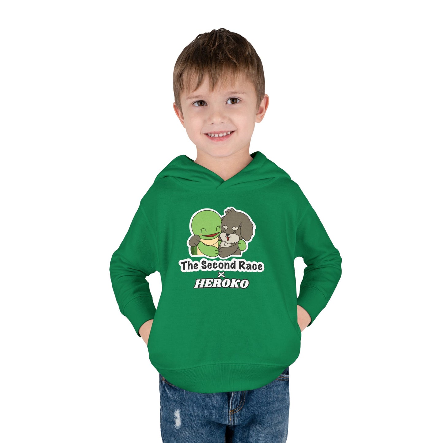 Toddler Hoodie - Cute Turtle & Dog "The Second Race" Fleece Pullover