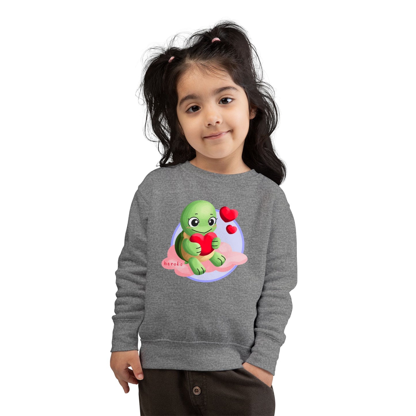 Toddler Sweatshirt  - Cute Turtle Valentine's Day Design