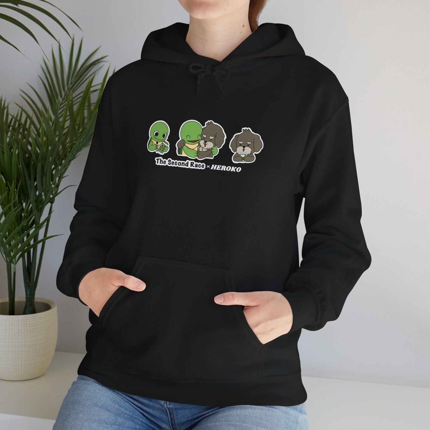Adults Hoodie 'The Second Race' Turtle and Puppy Trio Sweatshirt