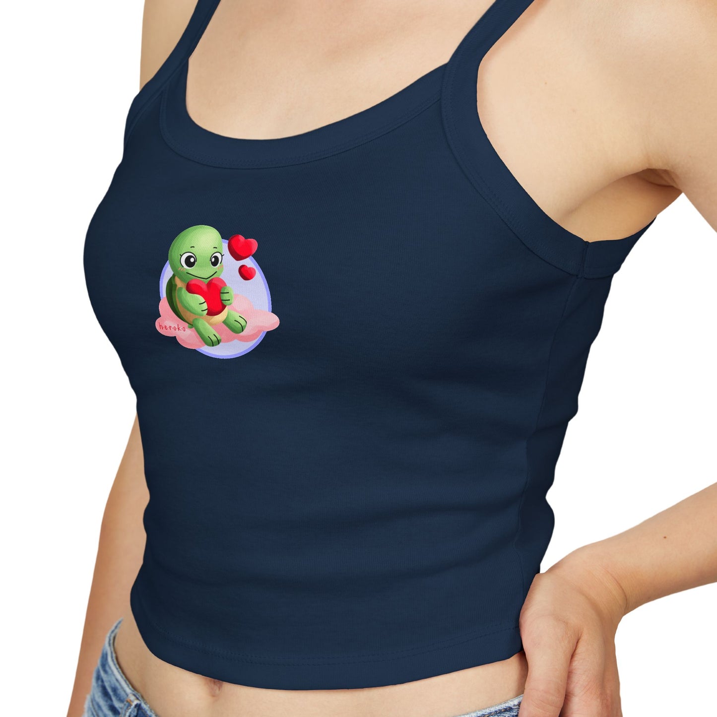 Women's Spaghetti Strap Tank Top, Cute Turtle Valentine's Day Design