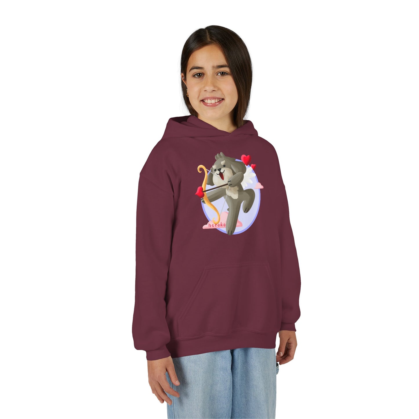 Kids Hoodie - Cute Dog Valentine's Day Design