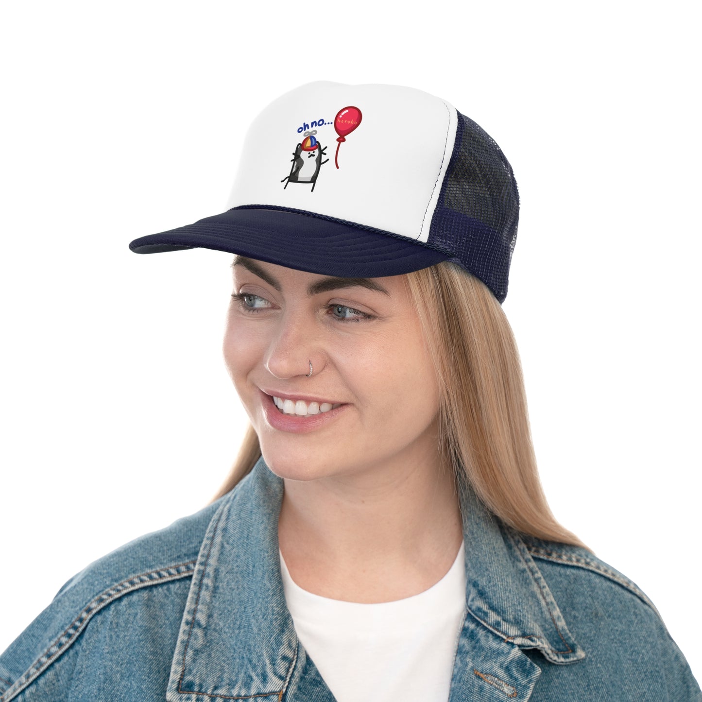 CATS OH NO RED BALLOON Trucker Cap/Hat