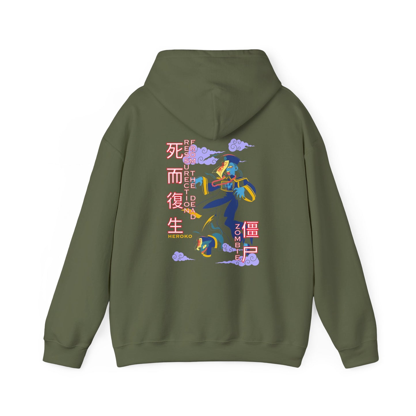 Adults Unisex Hoodie, Chinese Ancient Zombies Design on Back