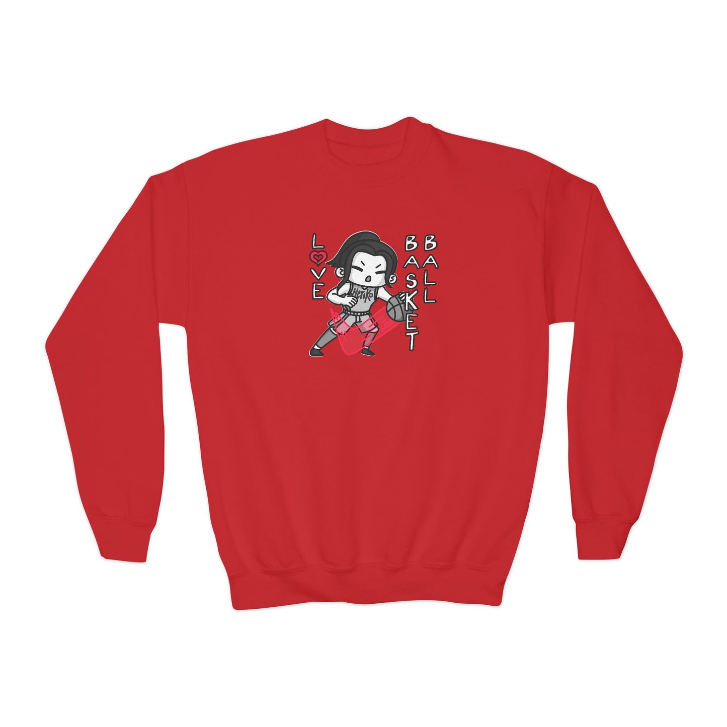 Youth GIRLS LOVE BASKETBALL Crewneck Sweatshirt