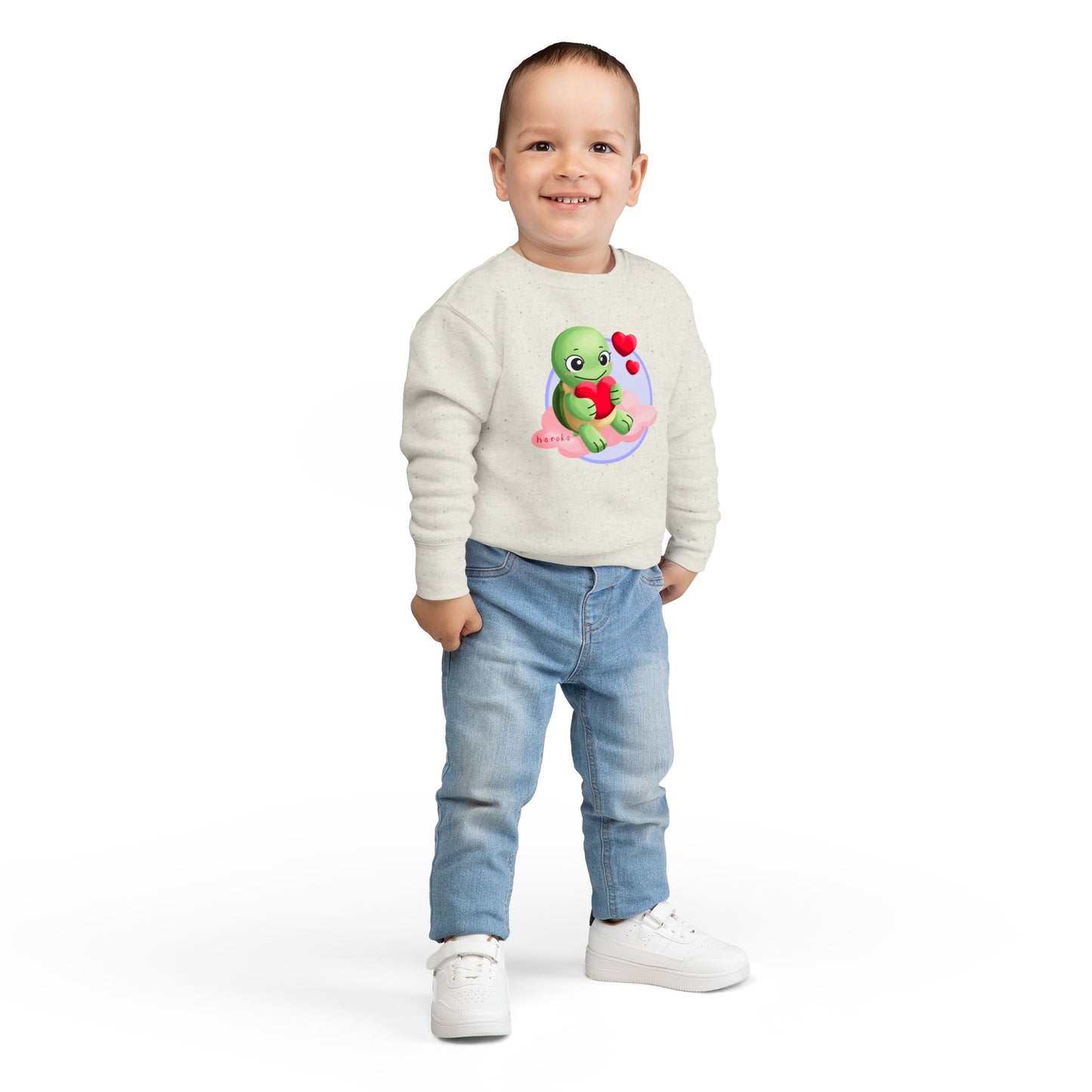 Toddler Sweatshirt  - Cute Turtle Valentine's Day Design