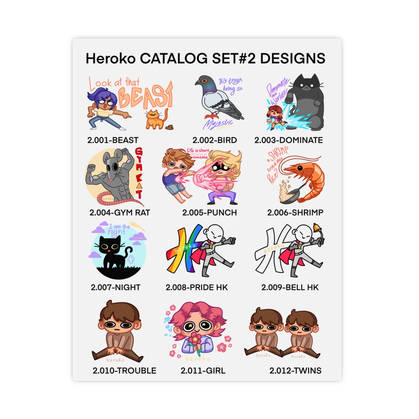 Heroko CATALOG SET#2 DESIGNS on a Poster