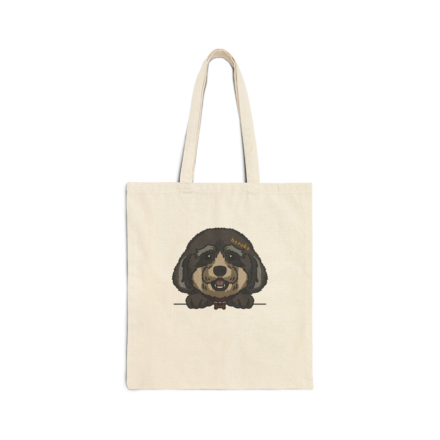 POODLE DOG HEAD Cotton Canvas Tote Bag