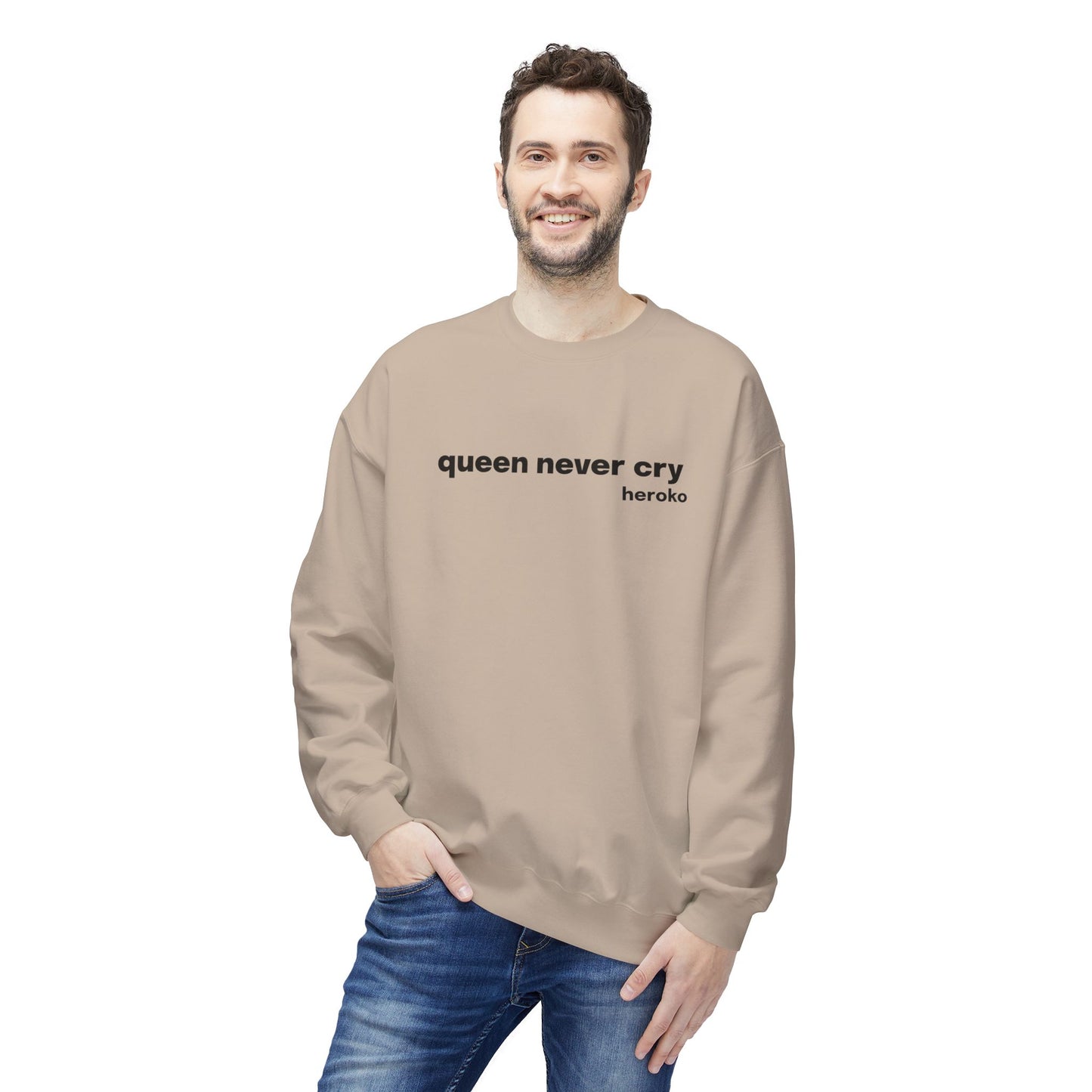 Adults QUEEN NEVER CRY MEME Fleece Crewneck Sweatshirt