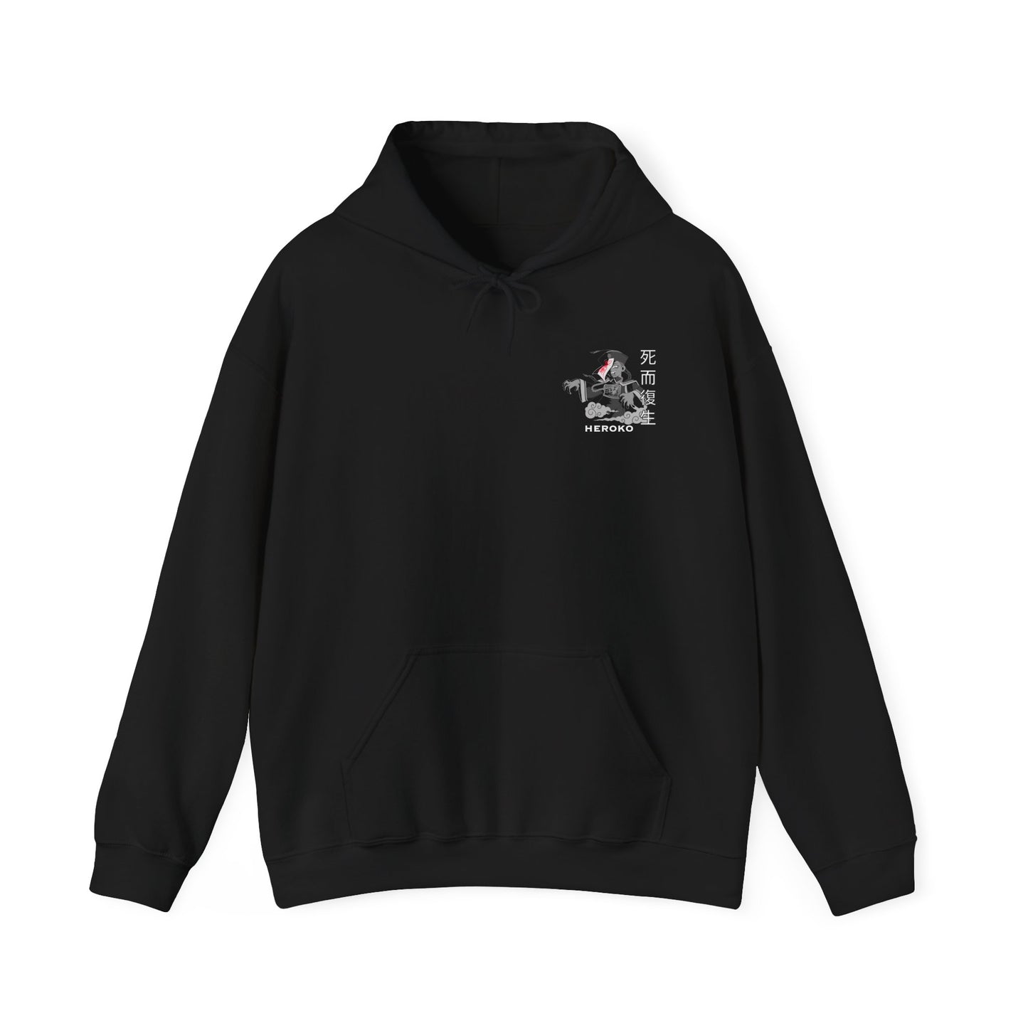 Spooky Unisex Hoodie, Chinese Ancient Zombie B&W Design