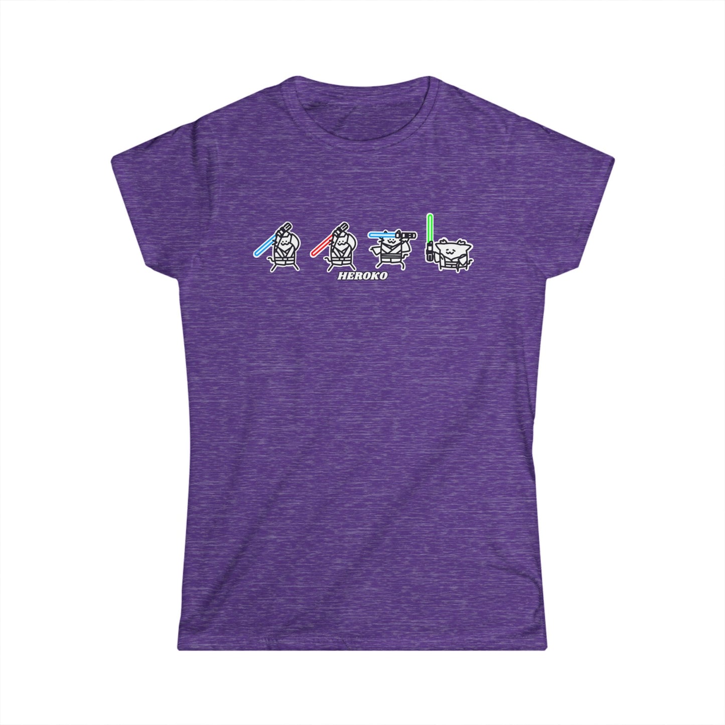 Slim Fit Tee - Cute Jedi Cats B&W Design
