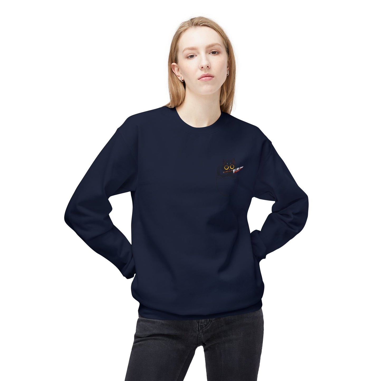 Adults BLACK CAT Fleece Crewneck Sweatshirt