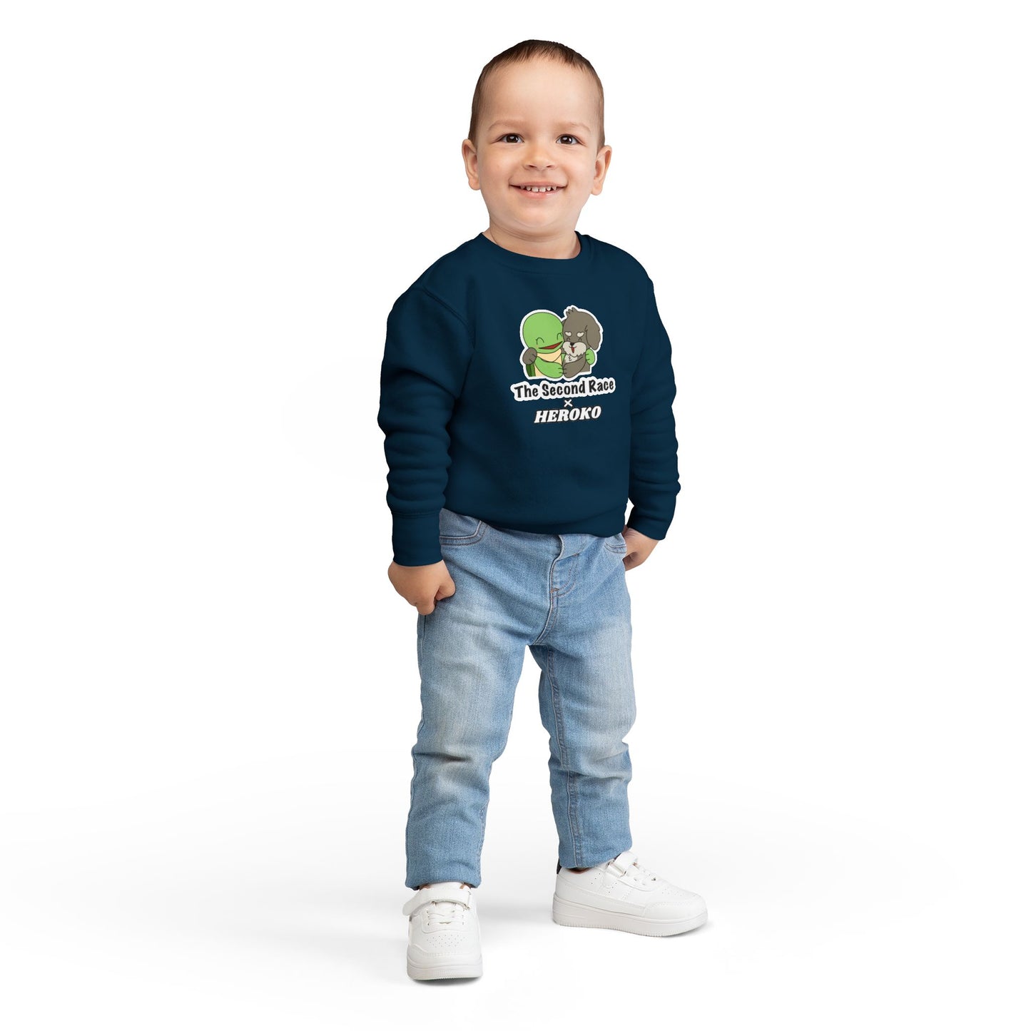 Toddler Sweatshirt - ‘The Second Race x Heroko’ Cute Turtle & Pup Kids Crewneck