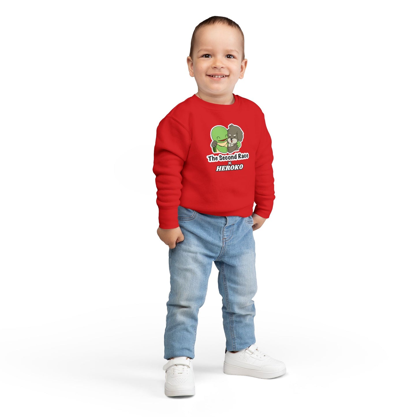 Toddler Sweatshirt - ‘The Second Race x Heroko’ Cute Turtle & Pup Kids Crewneck