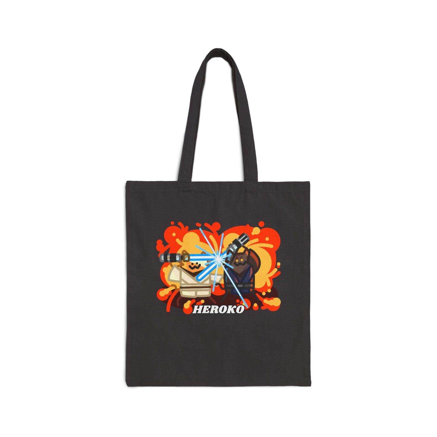 Jedi Cats Fighting Canvas Tote Bag