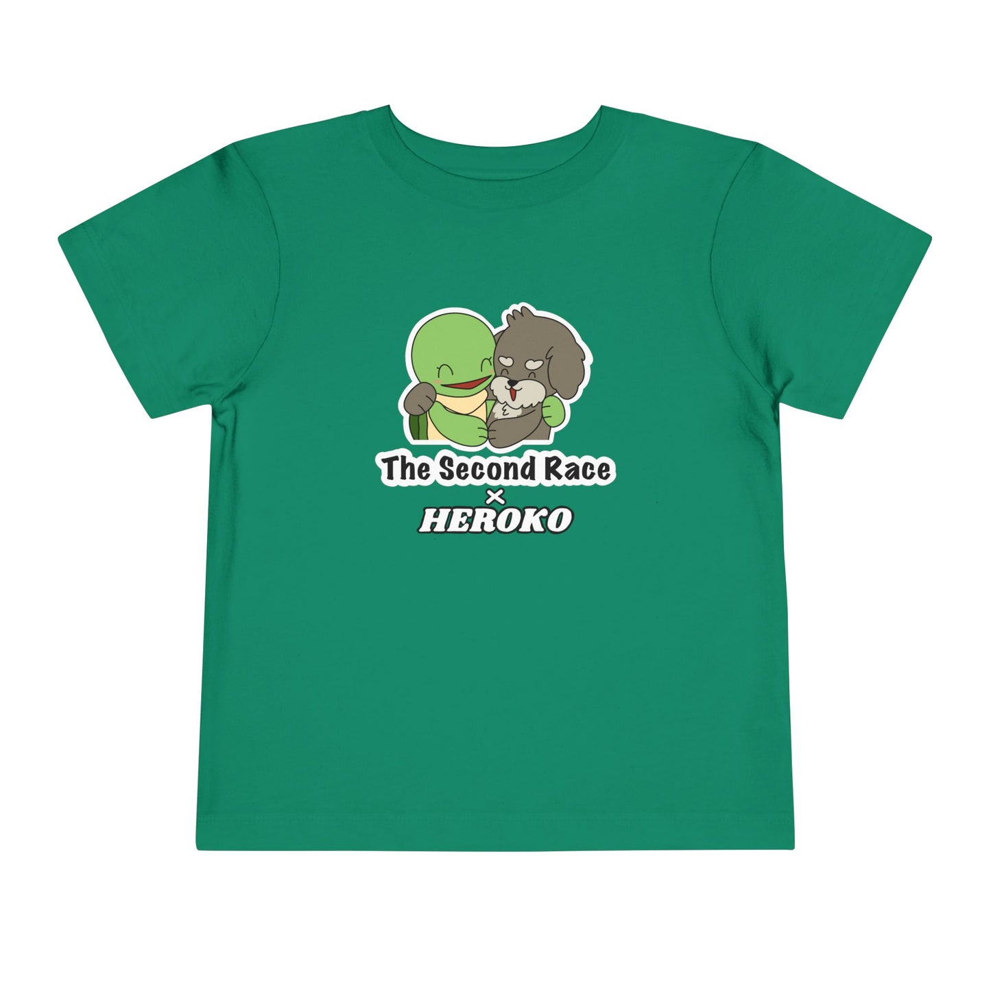 Toddler Tee — Cute "The Second Race" Cartoon Turtle & Puppy Graphic