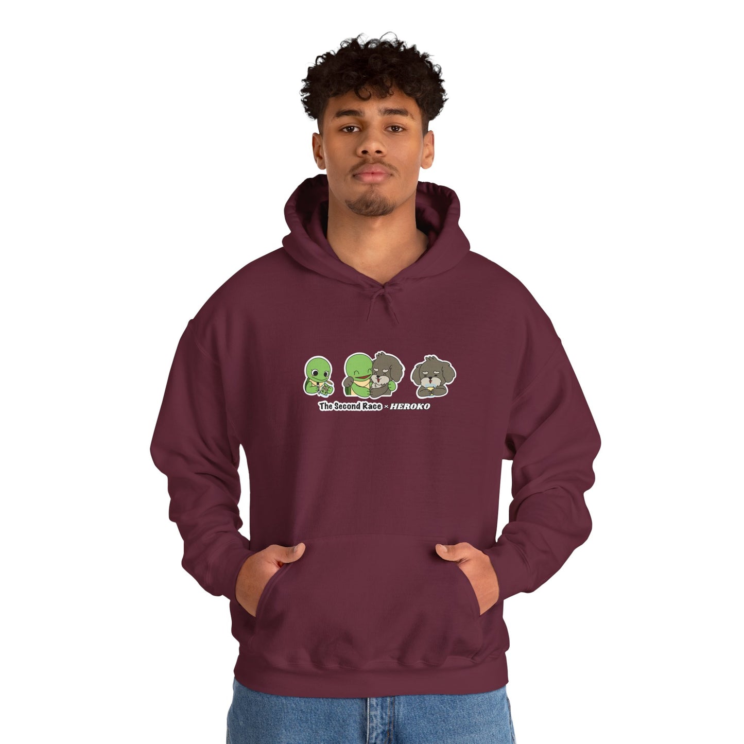 Adults Hoodie 'The Second Race' Turtle and Puppy Trio Sweatshirt