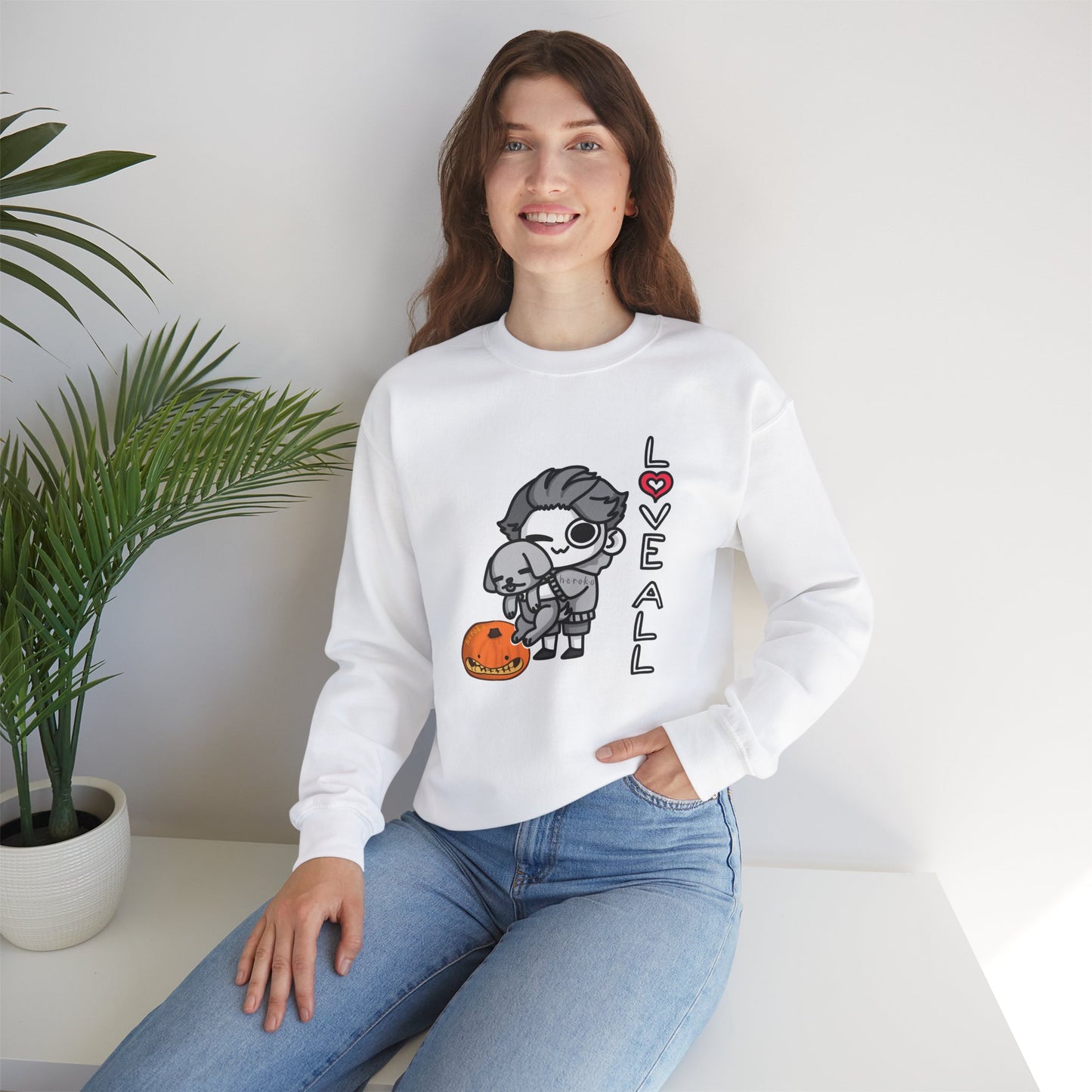 Adults LOVE ALL DOG ON PUMPKIN Crewneck Sweatshirt