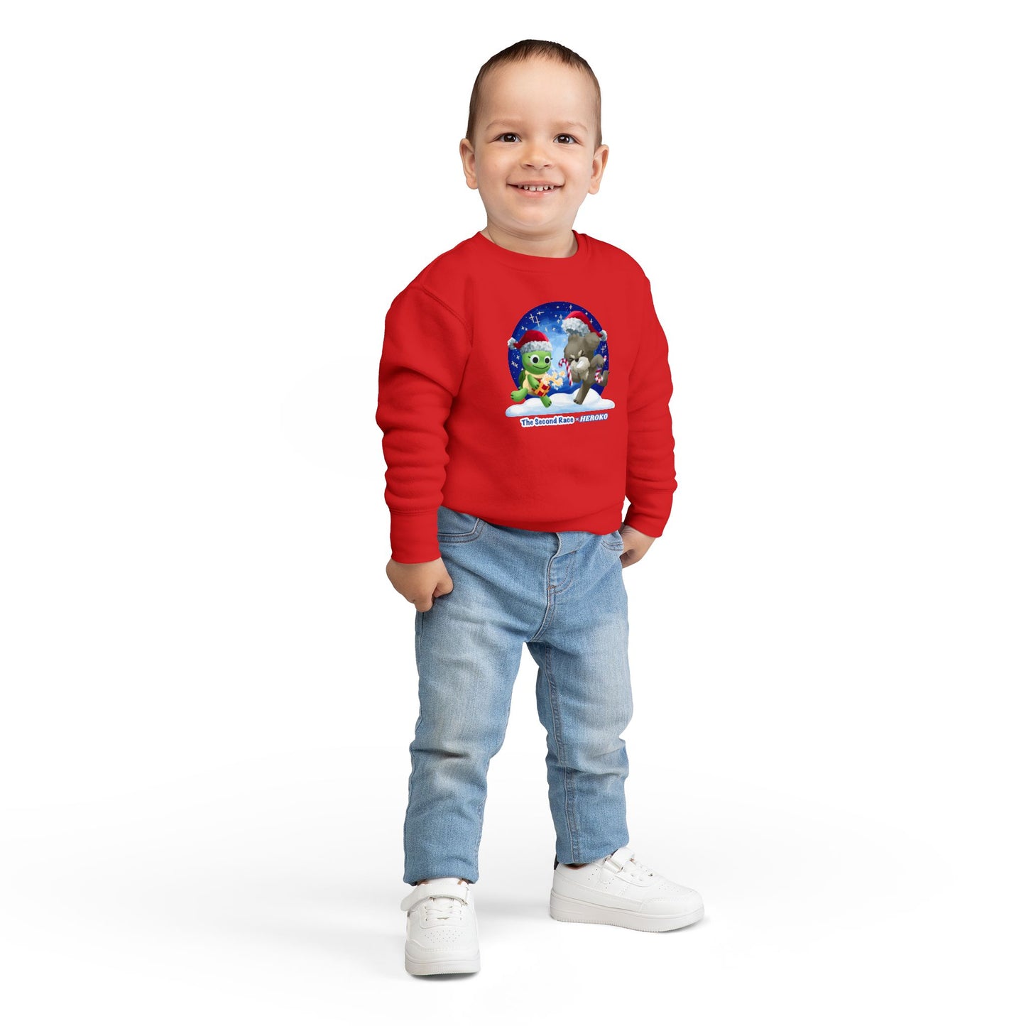 Toddler Sweatshirt - Cute Holiday Turtle & Puppy Friends Christmas Design
