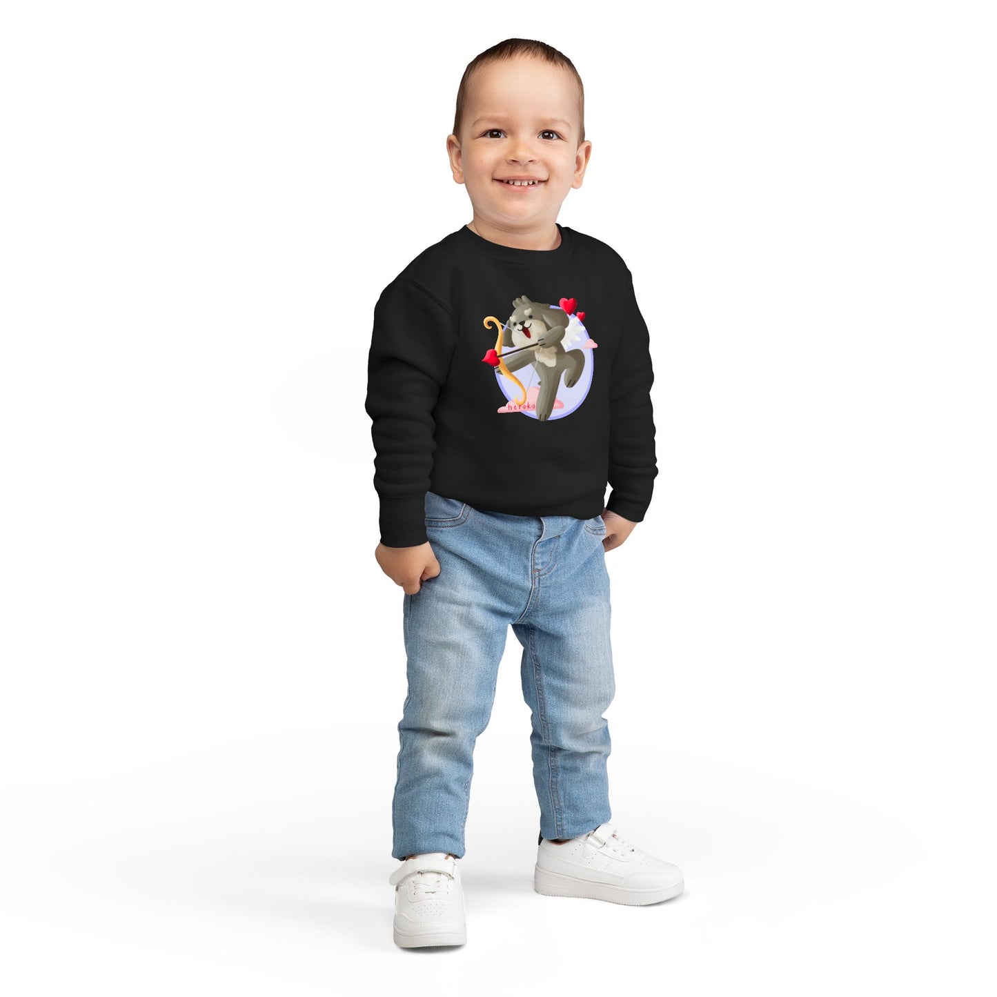 Toddler Sweatshirt  - Cute Dog Valentine's Day Design