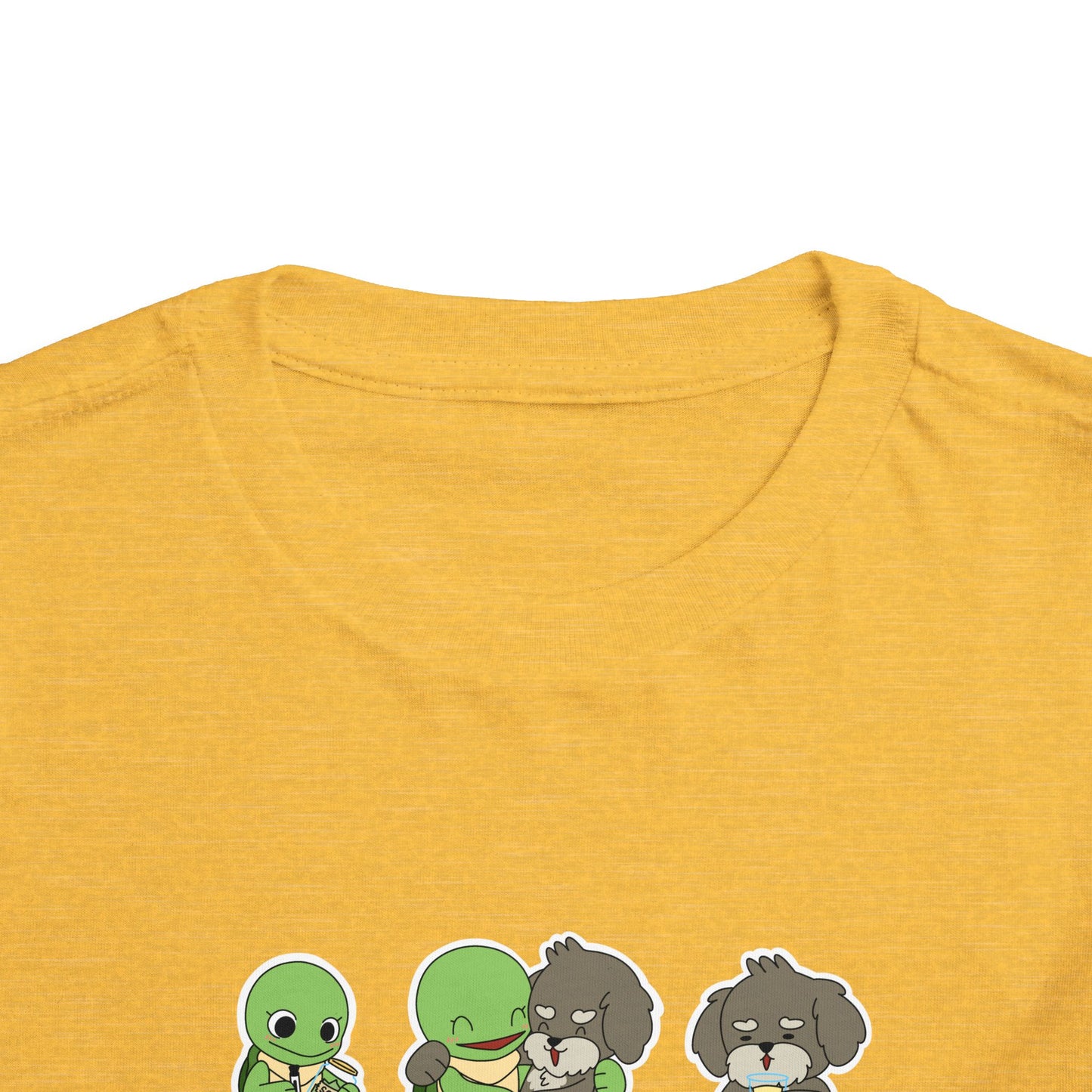 Toddler Tee — Cute Turtle and Dog Character Trio "The Second Race"