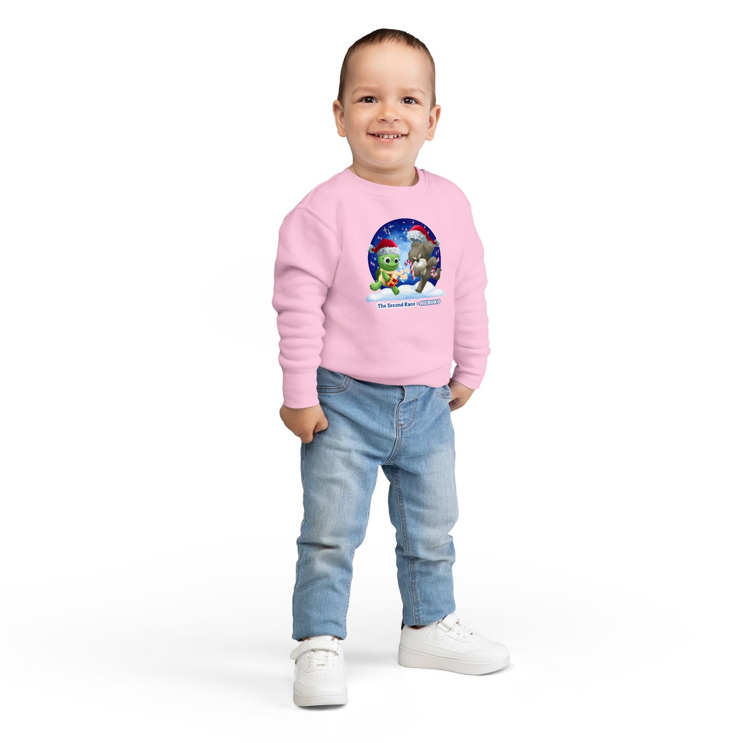 Toddler Sweatshirt - Cute Holiday Turtle & Puppy Friends Christmas Design