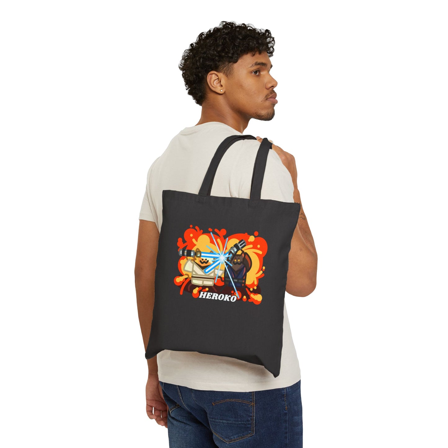 Jedi Cats Fighting Canvas Tote Bag
