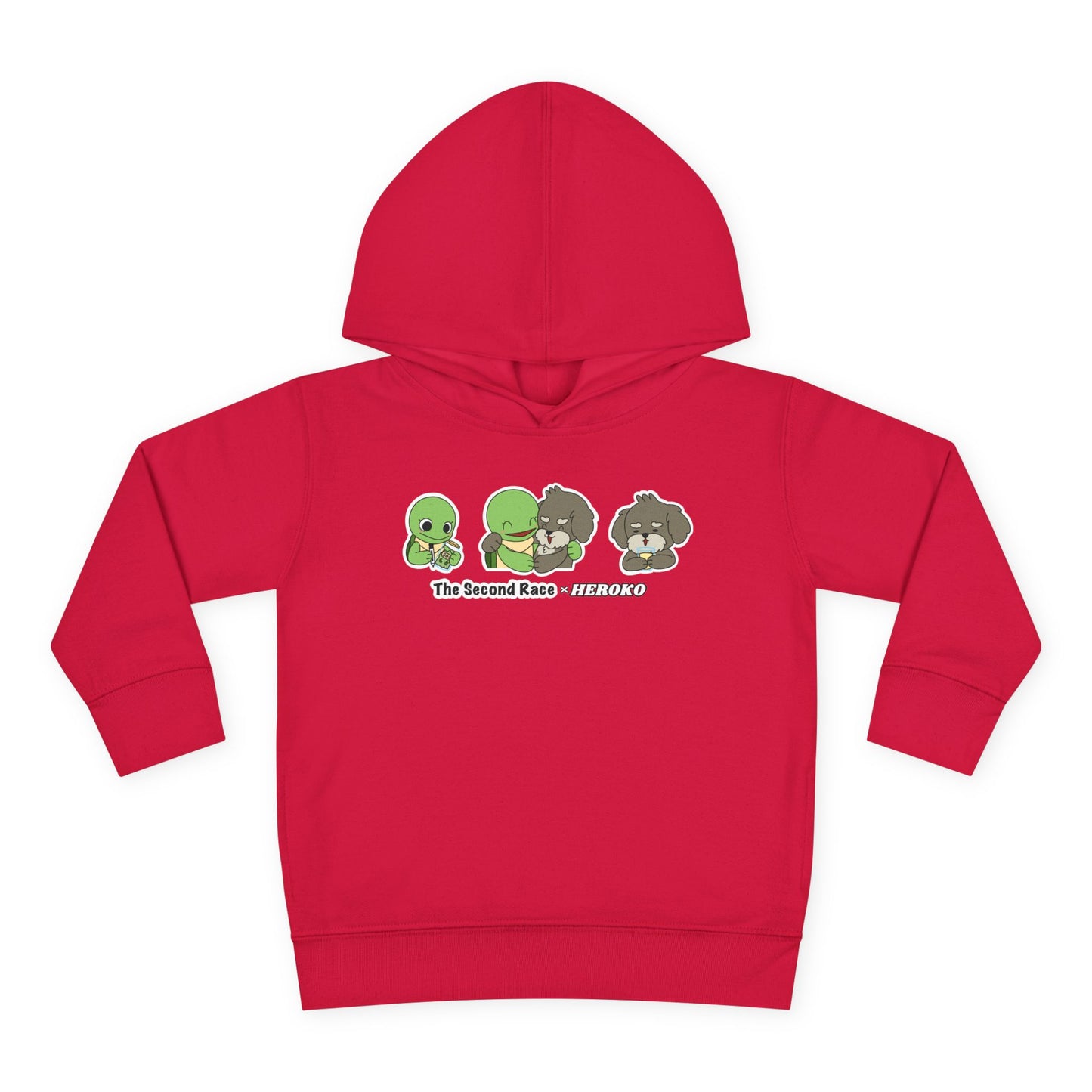 Toddler Hoodie — "The Second Race" Cute Turtle & Puppy Character Pullover