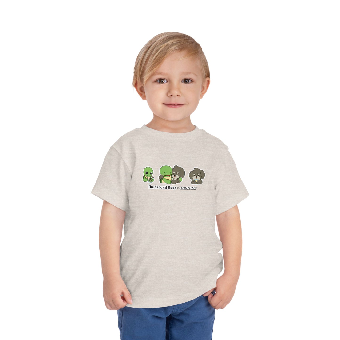 Toddler Tee — Cute Turtle and Dog Character Trio "The Second Race"