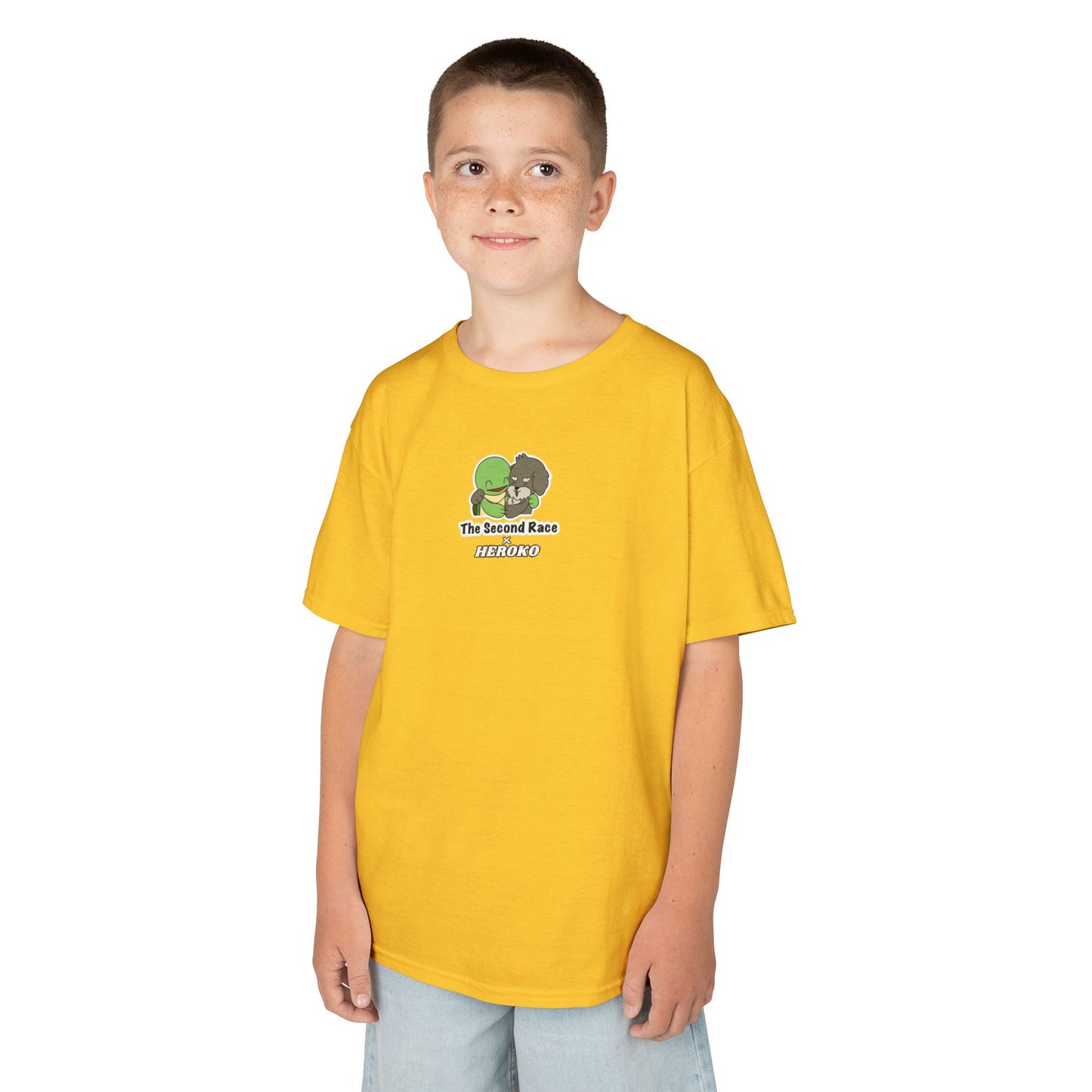 Kids Tee -"The Second Race" Cute Turtle and Puppy Graphic Tee