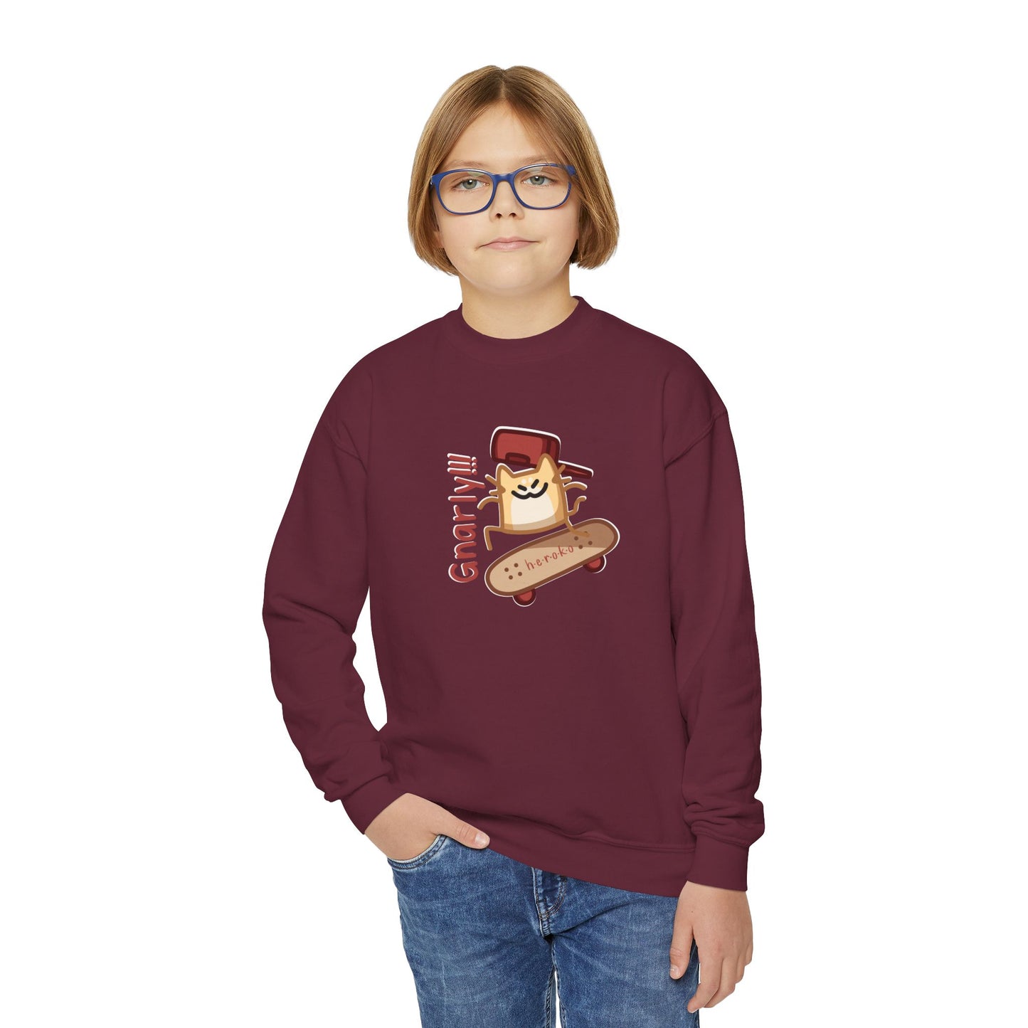 Youth SKATER CAT Crewneck Sweatshirt