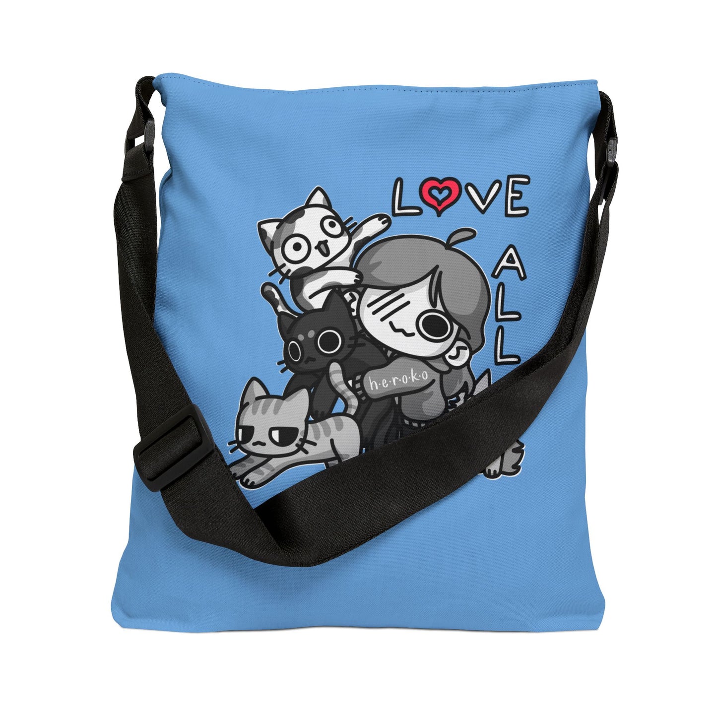 BLUE LOVE ALL CATS Adjustable Tote Bag