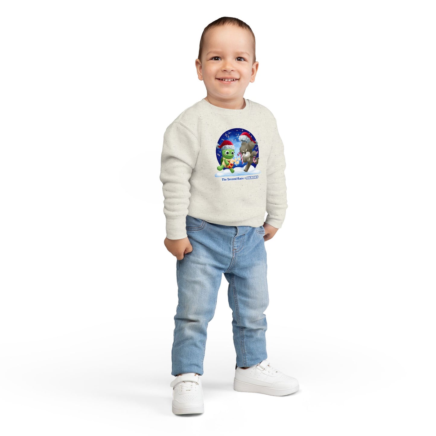 Toddler Sweatshirt - Cute Holiday Turtle & Puppy Friends Christmas Design
