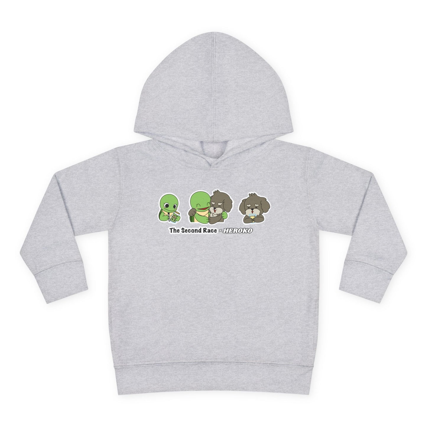 Toddler Hoodie — "The Second Race" Cute Turtle & Puppy Character Pullover