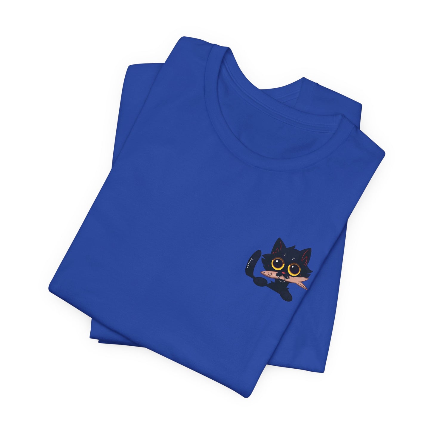 Adults BLACK CAT WITH FISH Retail Fit Cotton Tee