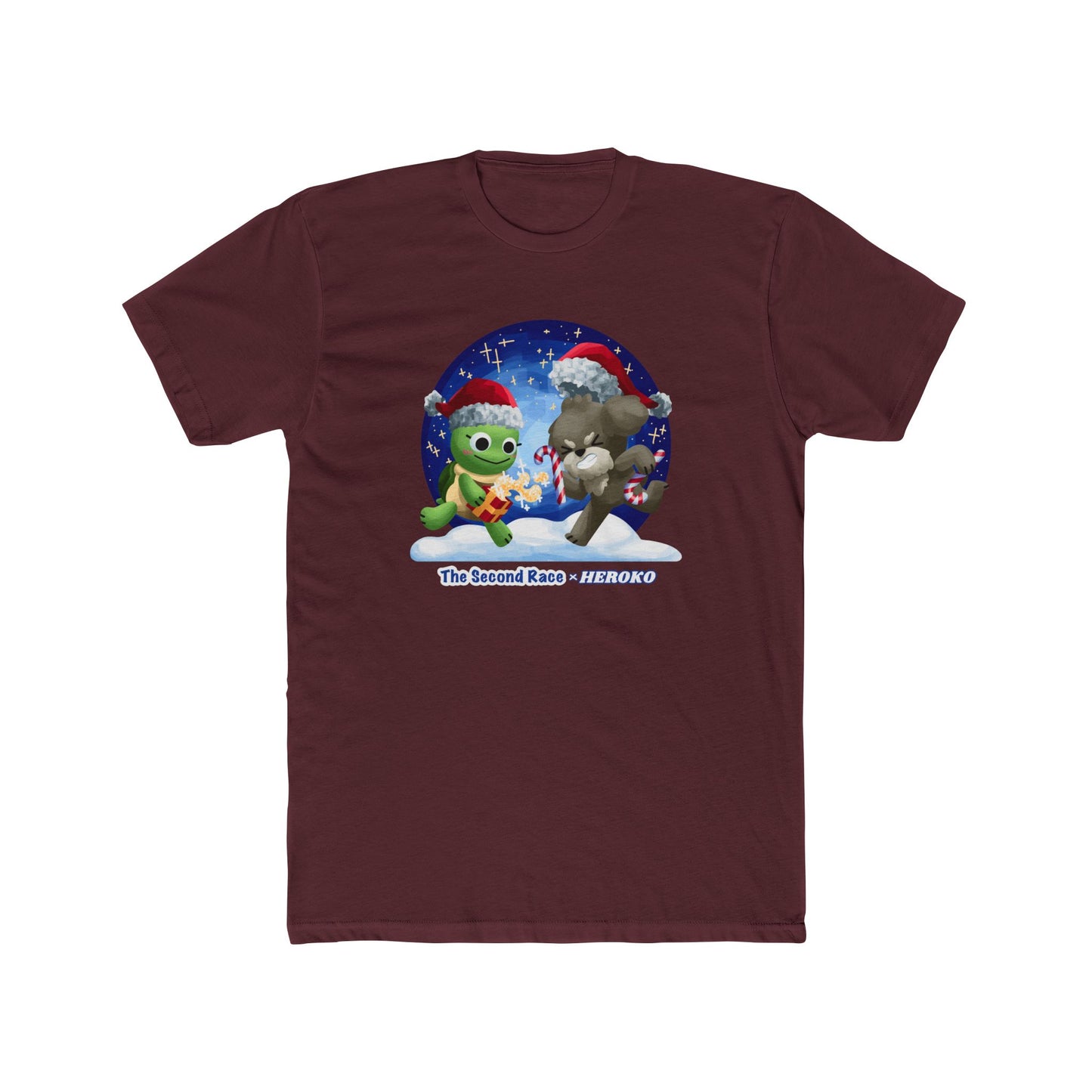 Graphic Tee for Adults - "The Second Race" Book Turtle & Puppy, Snow Globe Christmas Design