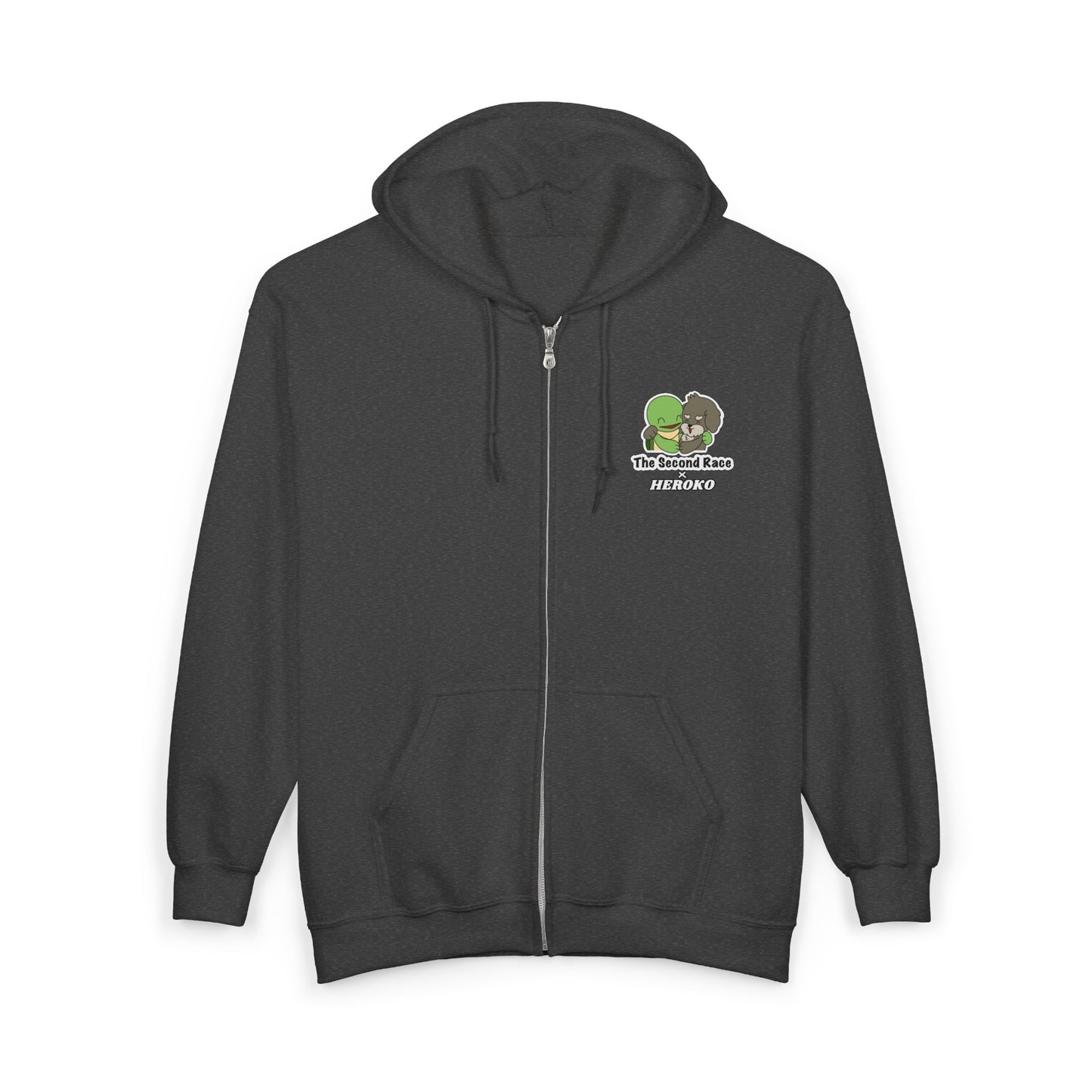 Adults Full Zip Hoodie - Hugging Turtle and Puppy from "The Second Race" Book Design