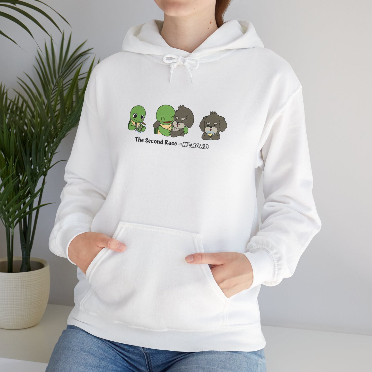 Adults Hoodie 'The Second Race' Turtle and Puppy Trio Sweatshirt