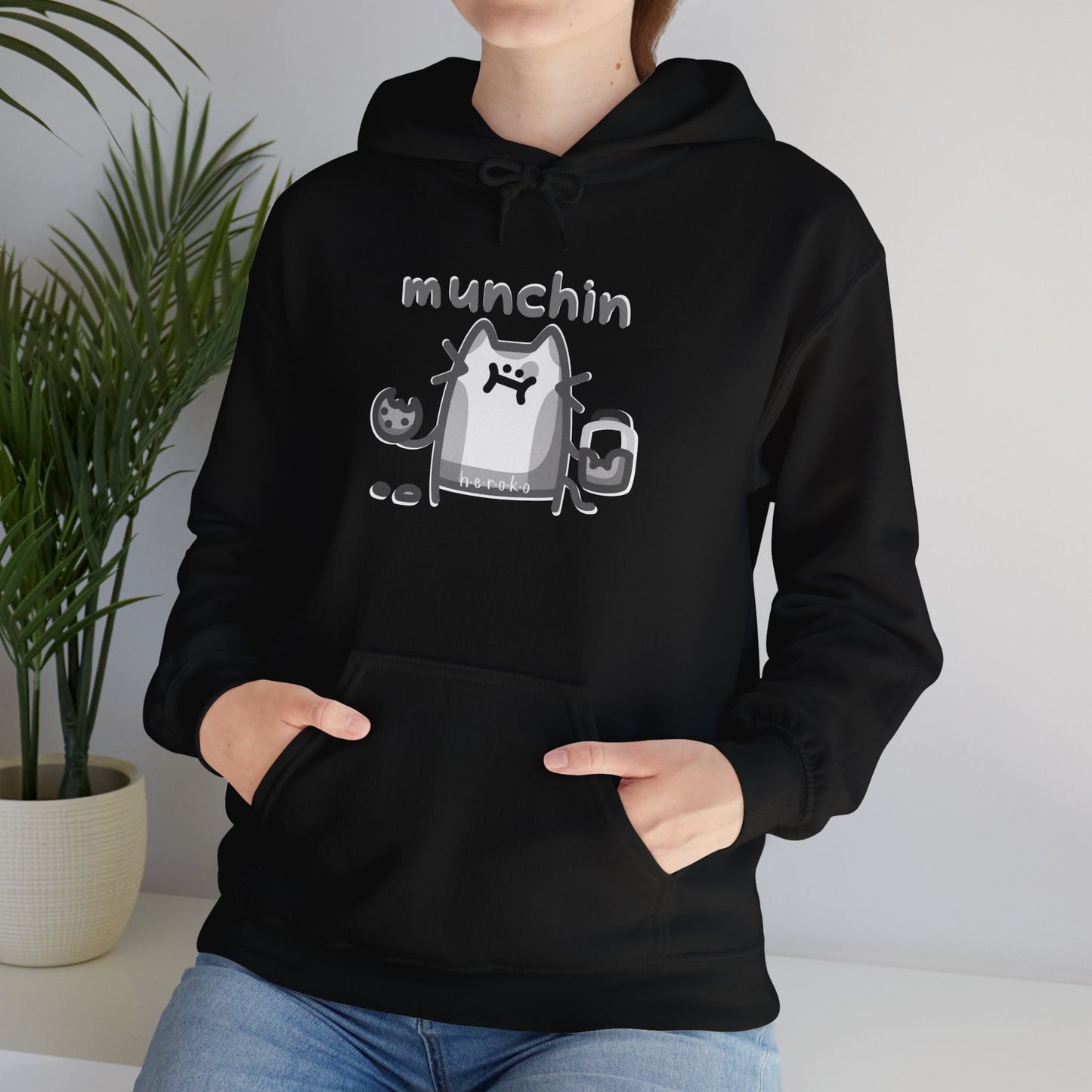 Adults B&W CAT MUNCHIN' Hoodies