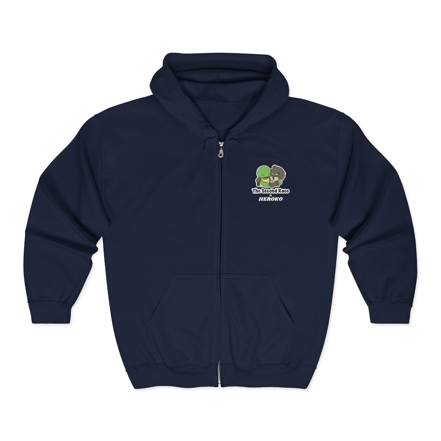Adults Full Zip Hoodie - Hugging Turtle and Puppy from "The Second Race" Book Design