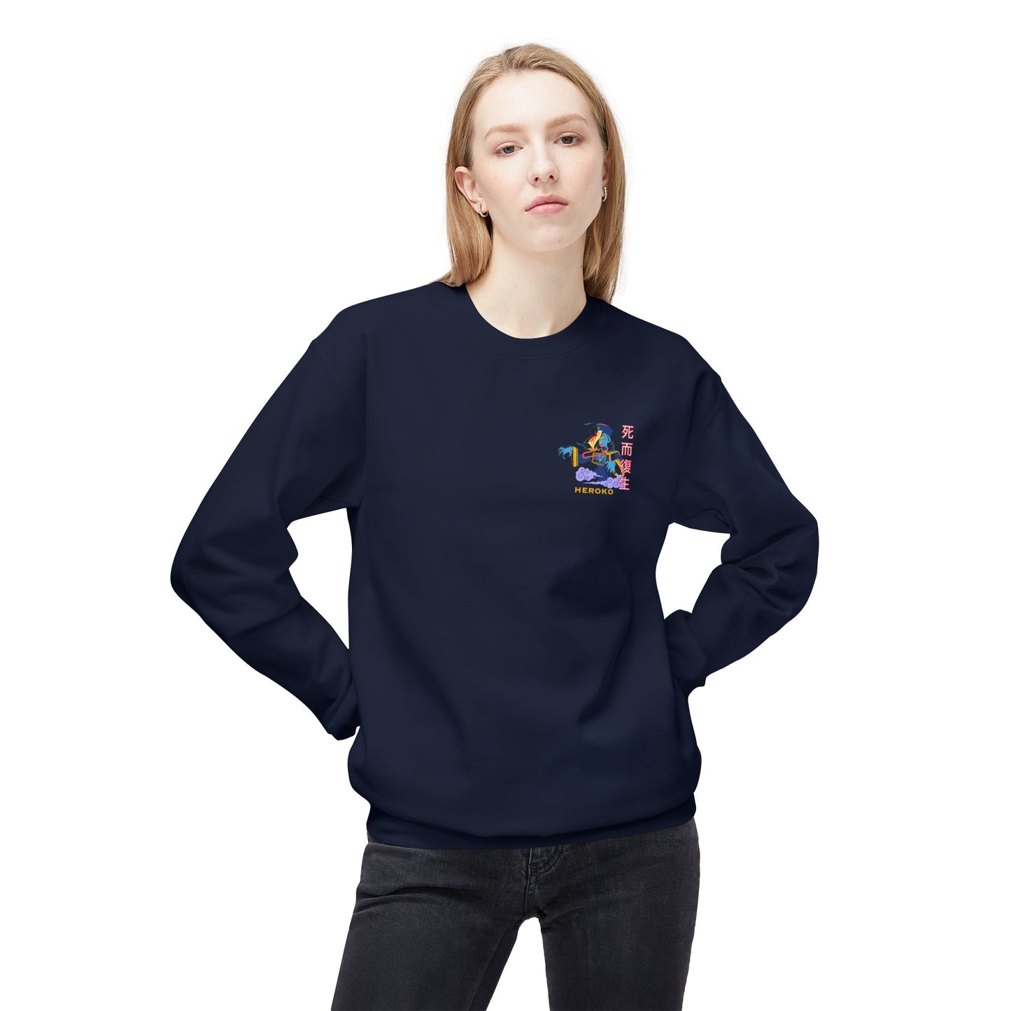 Spooky Unisex Crewneck Sweatshirt, Chinese Ancient Zombie Design