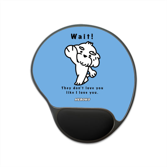 WAIT! DOG MEME BLUE Mouse Pad With Wrist Rest