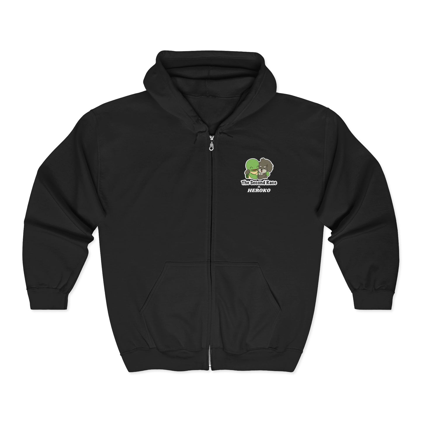 Adults Full Zip Hoodie - Hugging Turtle and Puppy from "The Second Race" Book Design