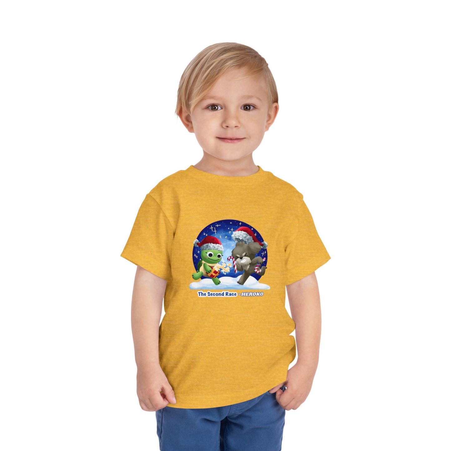 Toddler Tee - Cute Christmas Turtle & Puppy in a Snow Globe Holiday Design