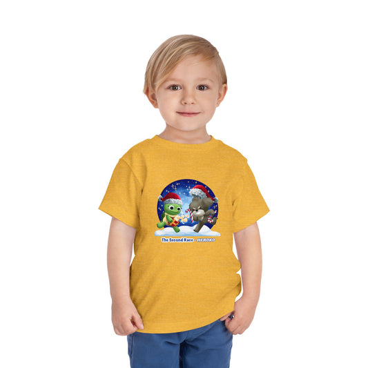 Toddler Tee - Cute Christmas Turtle & Puppy in a Snow Globe Holiday Design