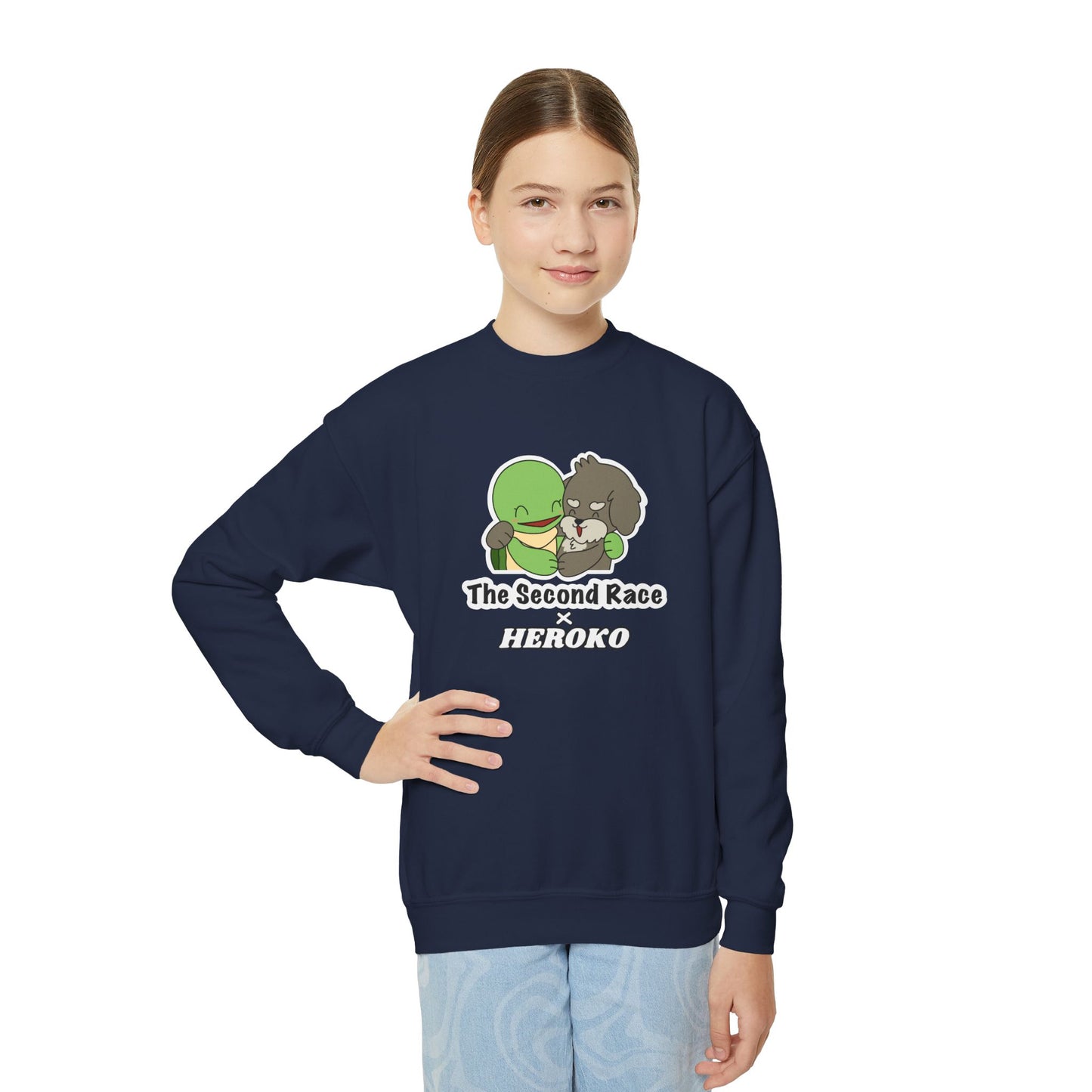 Kids Hugging Turtle & Puppy Crewneck Sweatshirt — The Second Race