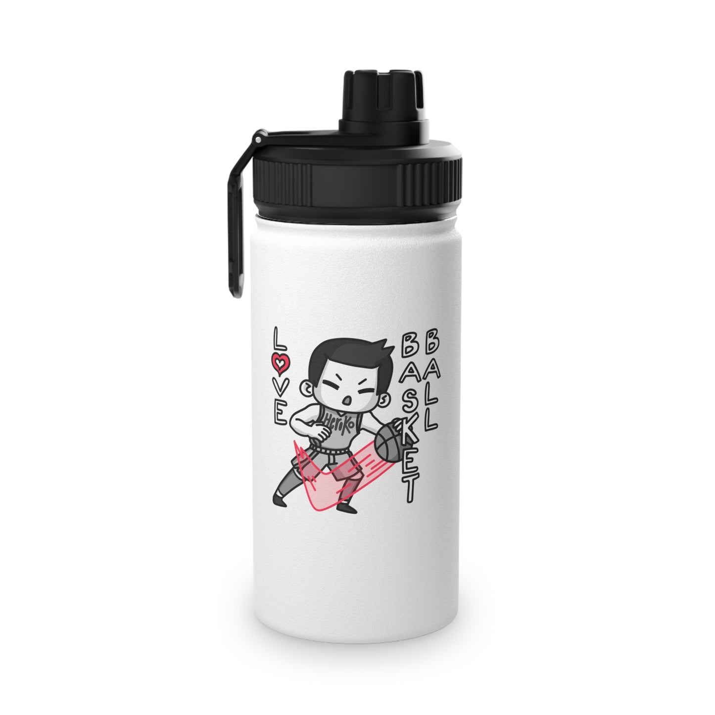 Heroko (WOYC) SPORTS - BOYS LOVE BASKETBALL Stainless Steel Water Bottle, Sports Lid