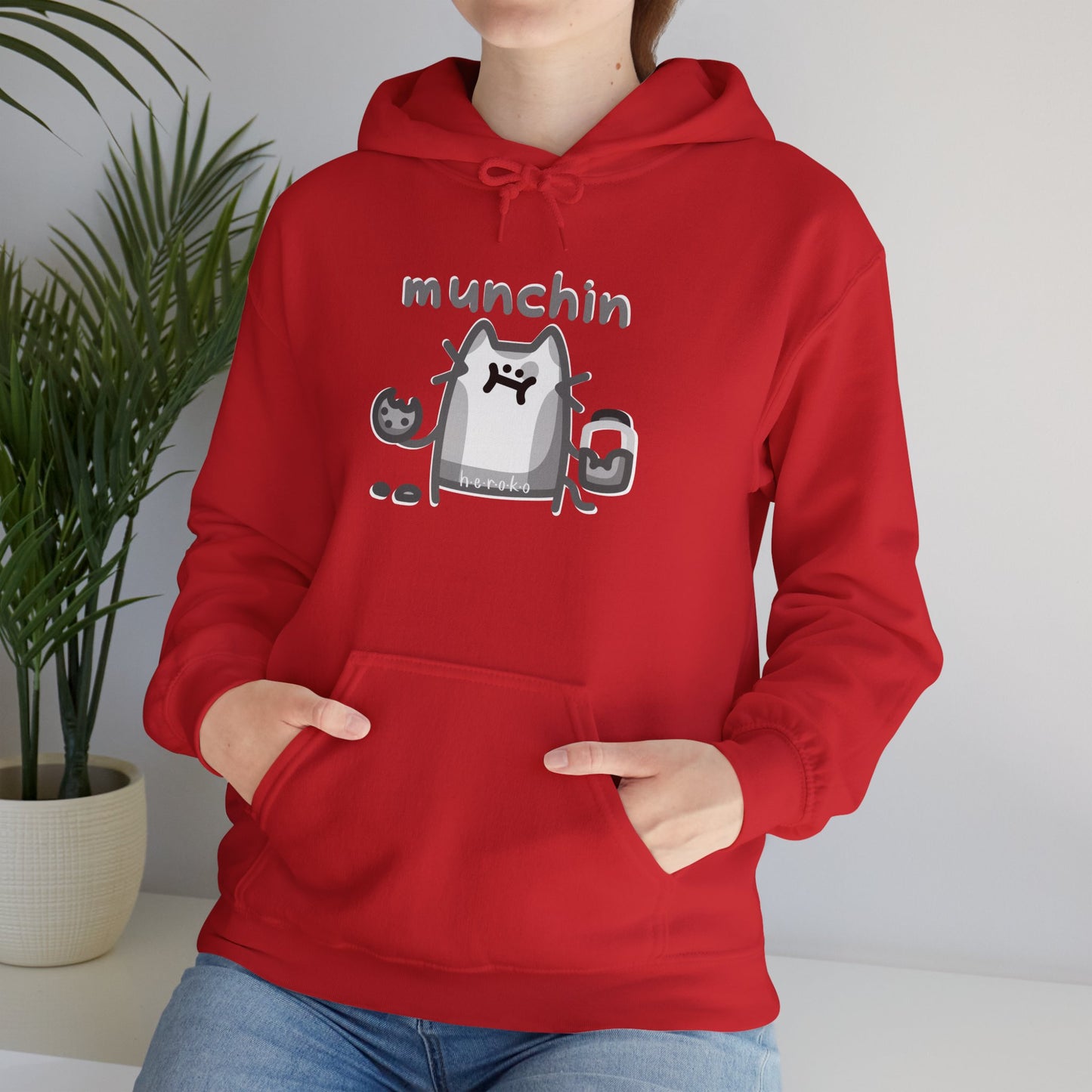 Adults B&W CAT MUNCHIN' Hoodies